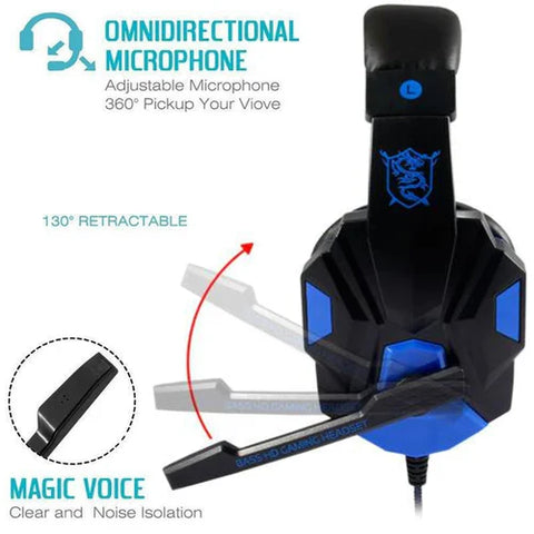 3.5mm Wired Gaming Headphones With Microphone 120° Adjustable PC Bass Stereo Gamer Headset